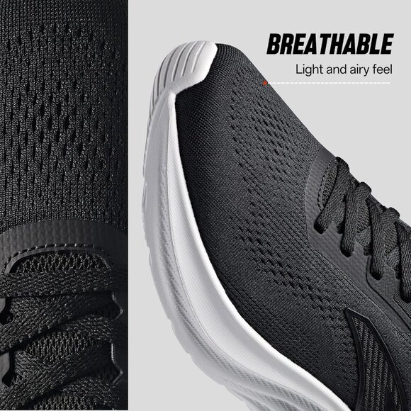 Men’s Comfortable Running Trainers Jogging Walking Athletic Black White Shoes main image 7